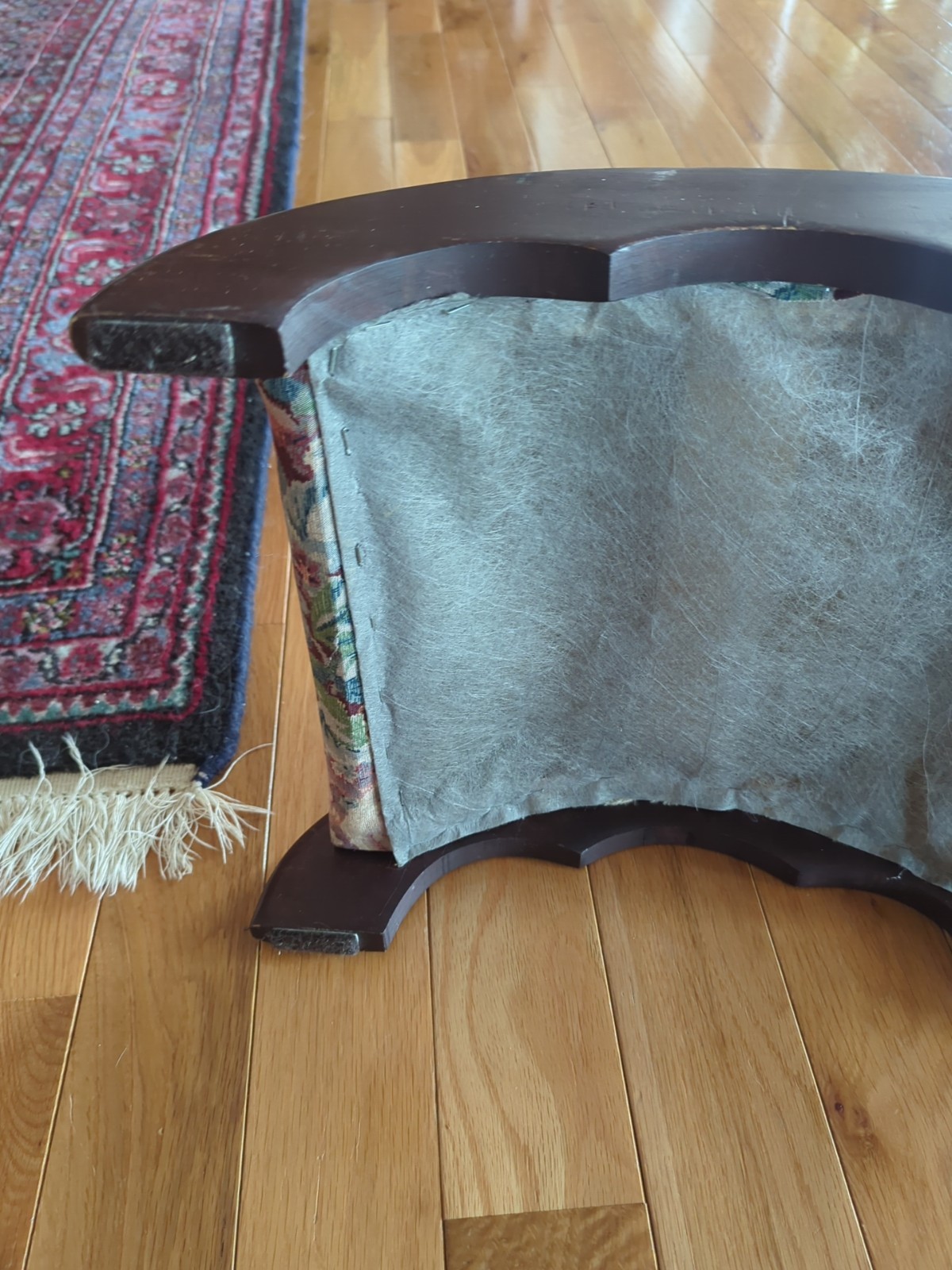 Antique vintage Arched Wood Upholstered Durable Fabric Footstool