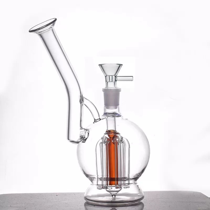 RORA Glass Bong Smoking Hookah Percolator Water Pipe Recycler With 14mm Bowl