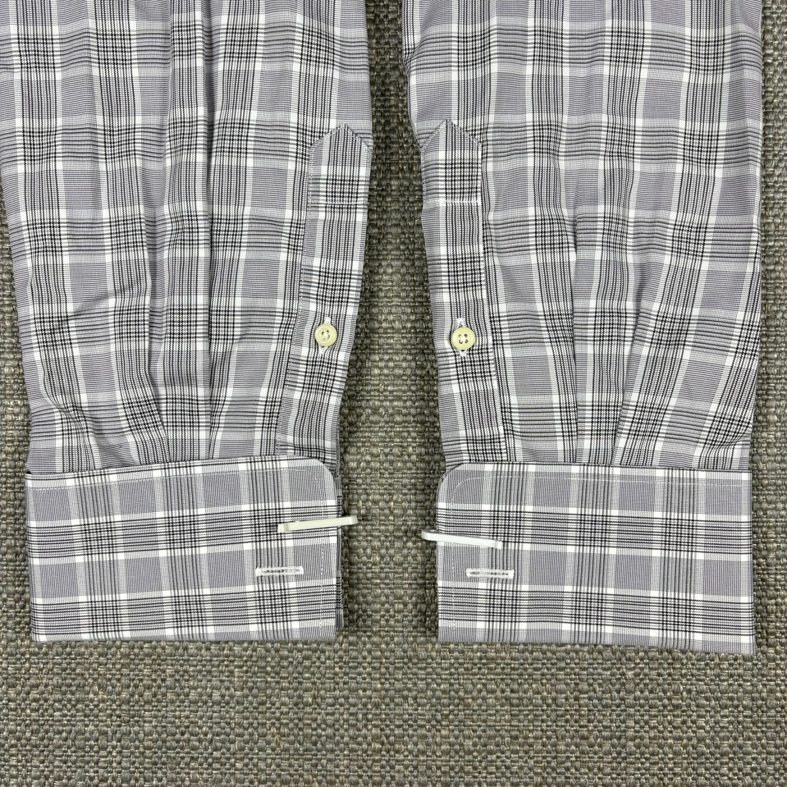 David Donahue Men's Shirt 15 1/2 15.5 32 Long Sleeve French Cuff Gray White New