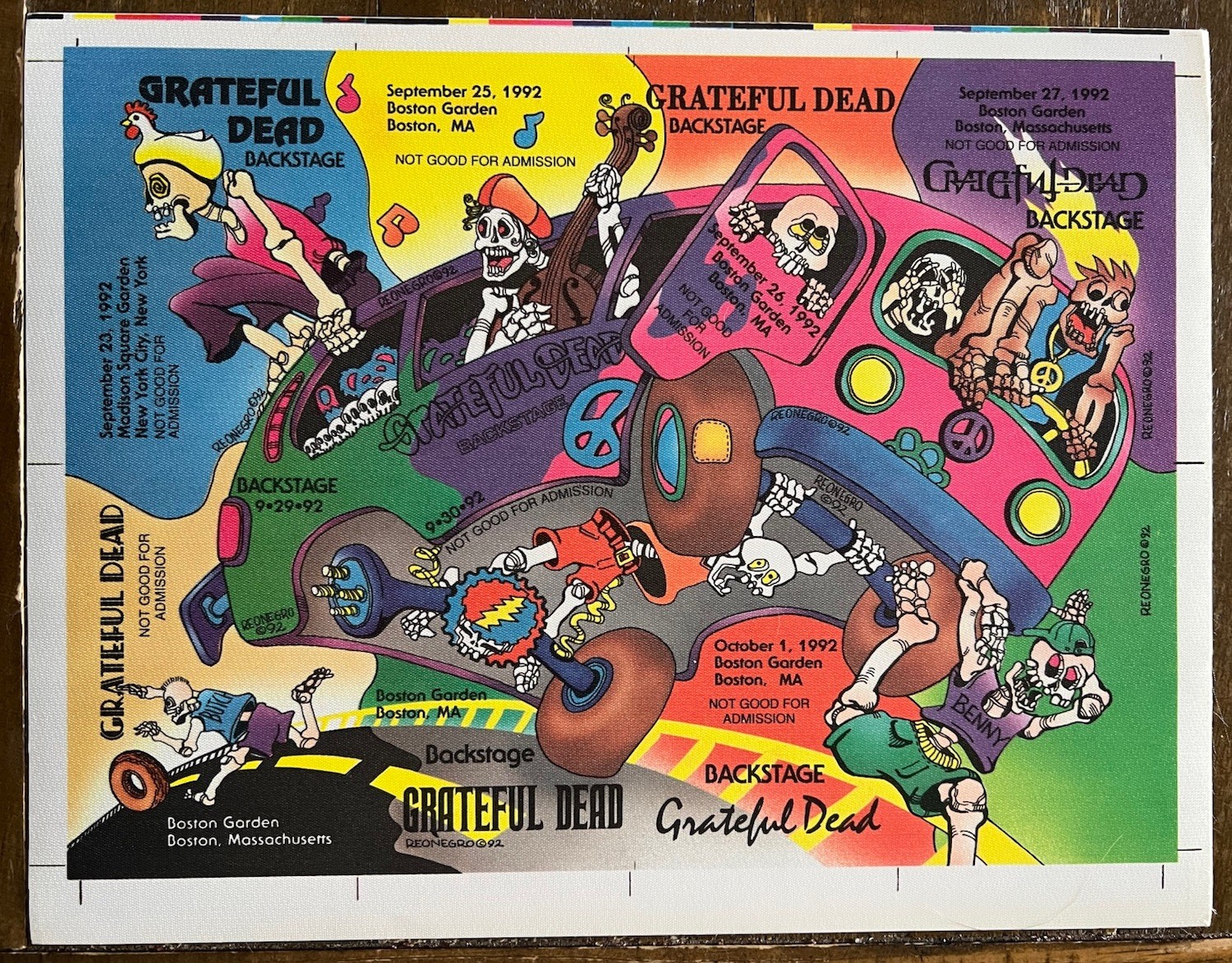 GRATEFUL DEAD BACKSTAGE PASS PUZZLE 1992 MICRO BUS UNCUT EXC COND