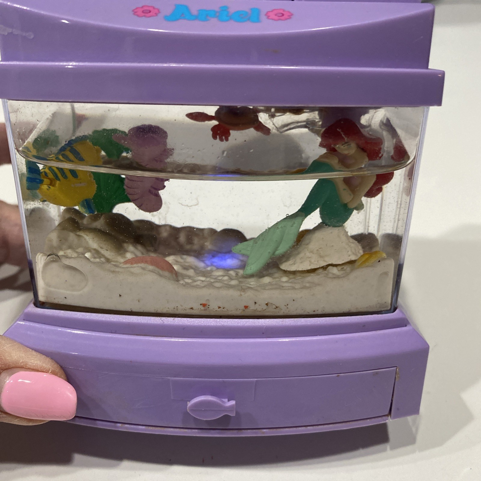 ARIEL DISNEY VTG Y2K 90s TINY TANKS AQUARIUM Desk Tank Real Water Floating Fish