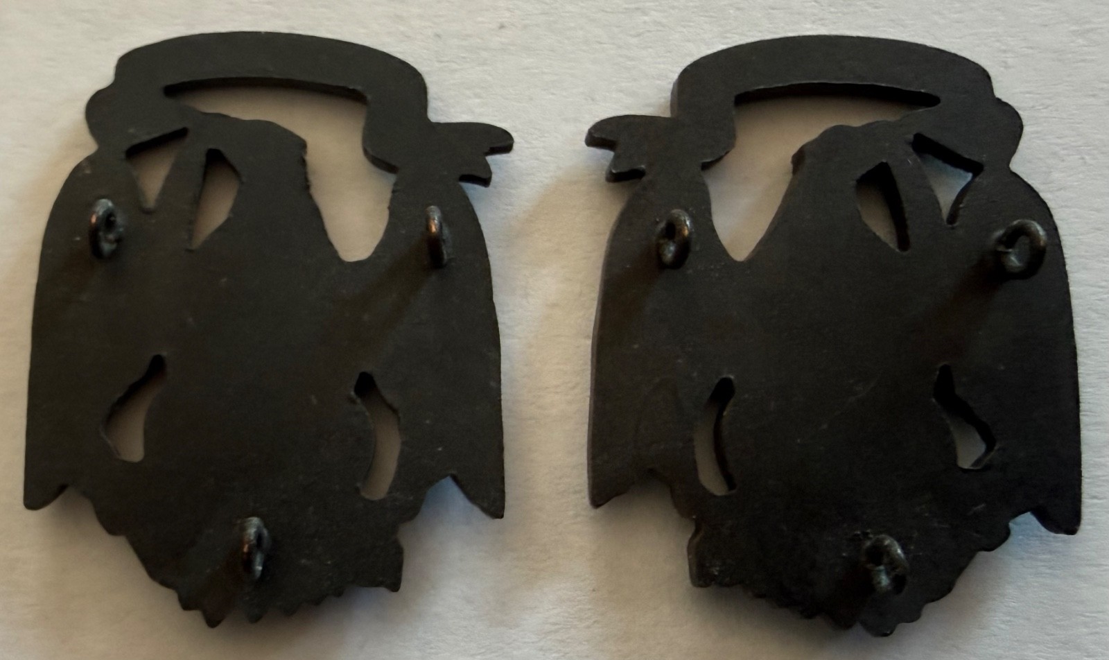 RARE 1902 US ARMY OFFICER EAGLE COLLAR INSIGNIA PAIR SEW ON SPANISH AMERICAN WAR