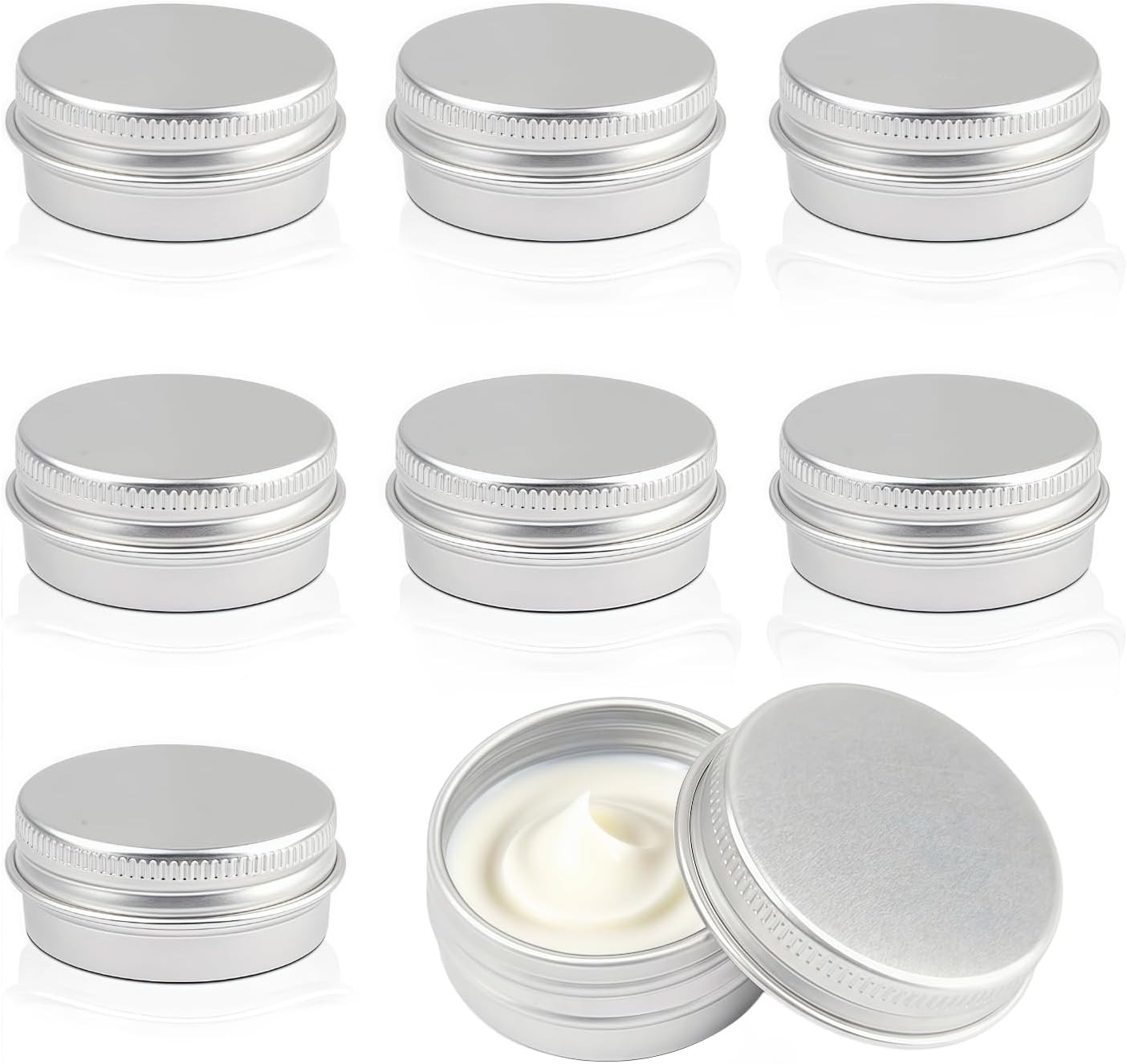 8PCS 15ml Aluminum Tin Jars with Lids Travel Cosmetic Lip Balm Salve Containers