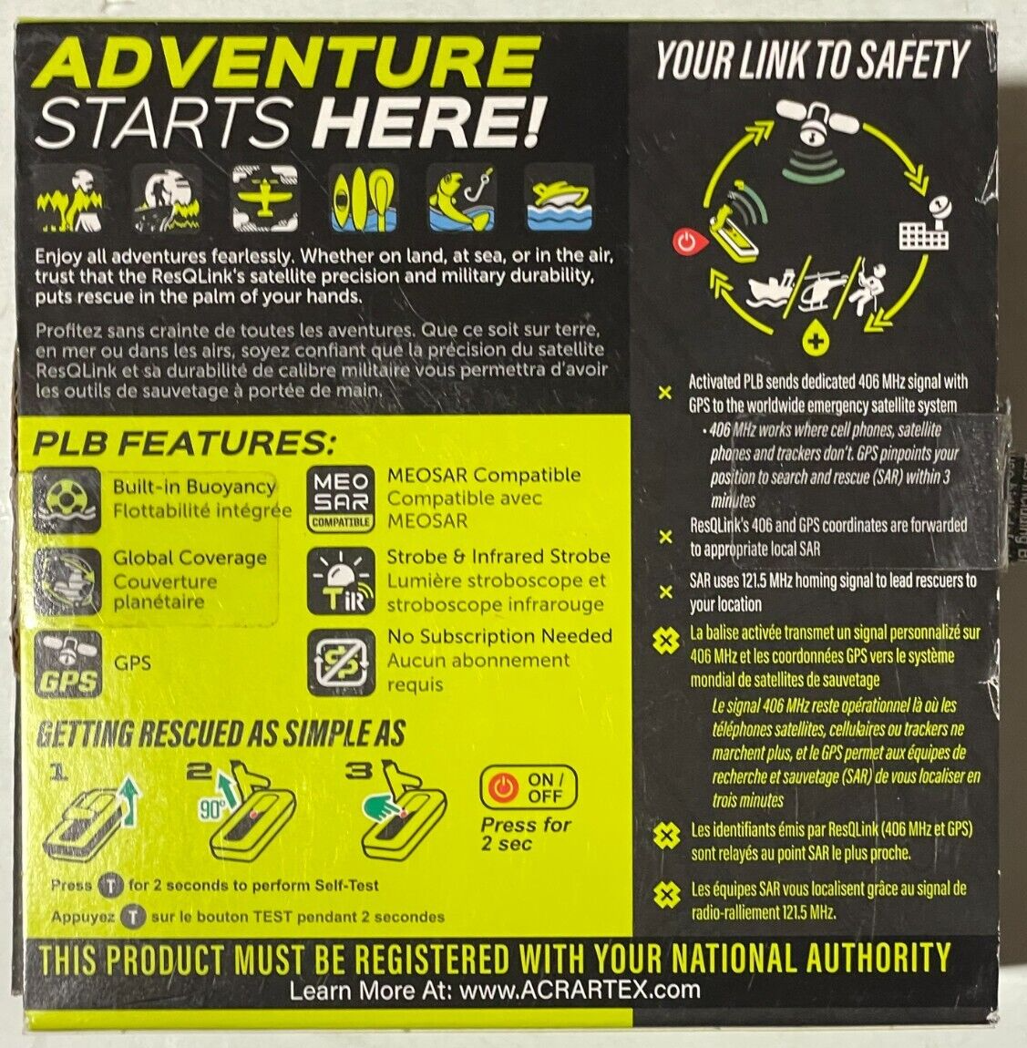 ACR ResQLink 400 - SOS Personal Locator Beacon with GPS (Model: PLB-400)