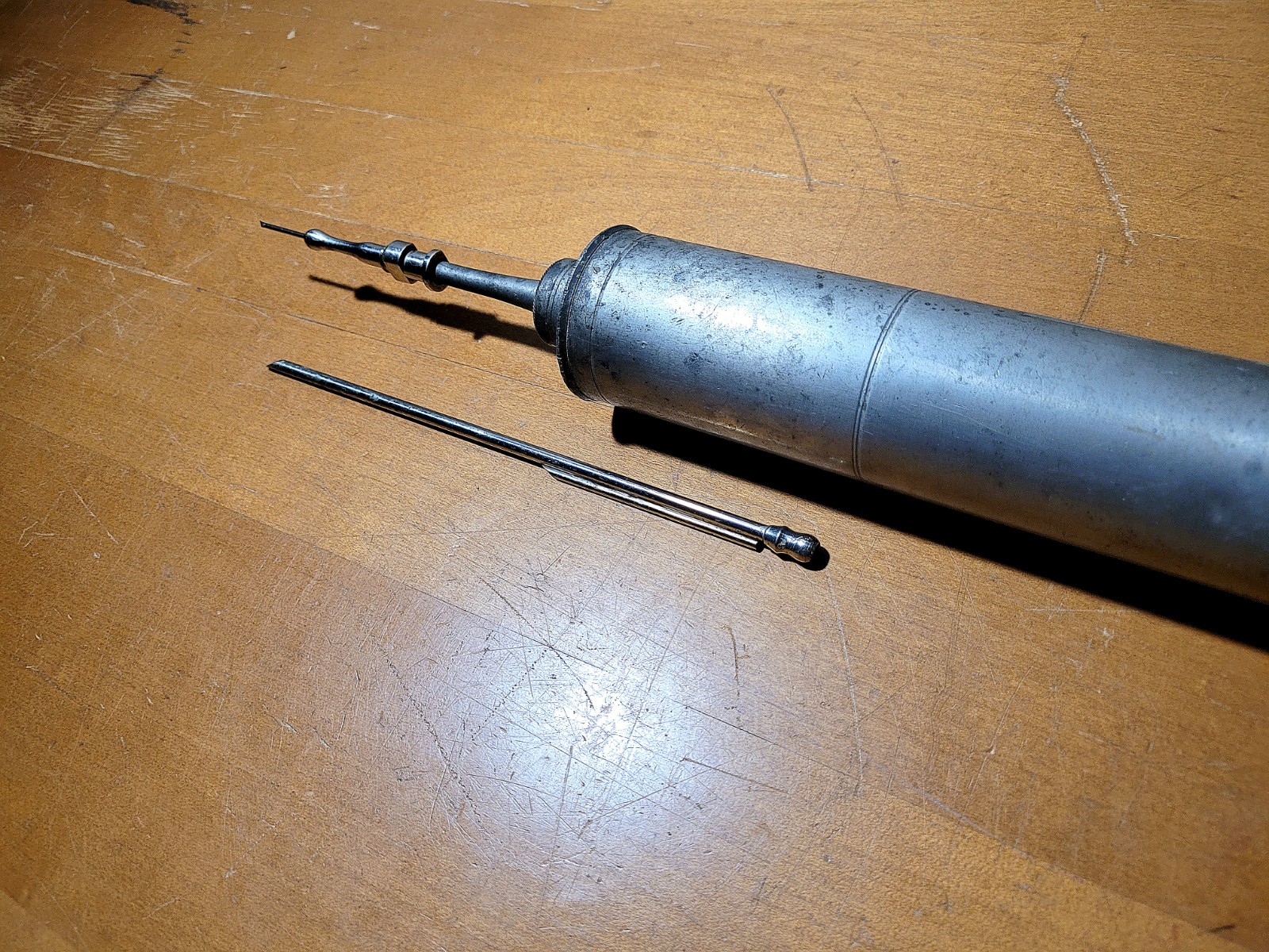 Antique 1830's Pewter Medical Embalming Syringe Medical Oddities Large Needle