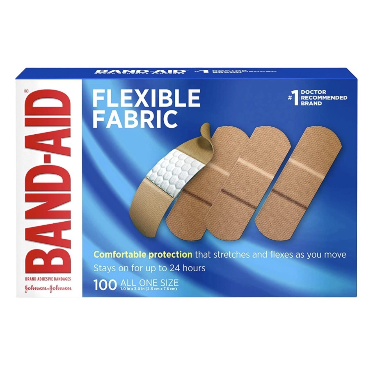 Johnson & Johnson Flexible Fabric Band-Aids, Bandaids, 1" x 3" - Case of 1200🔥✅