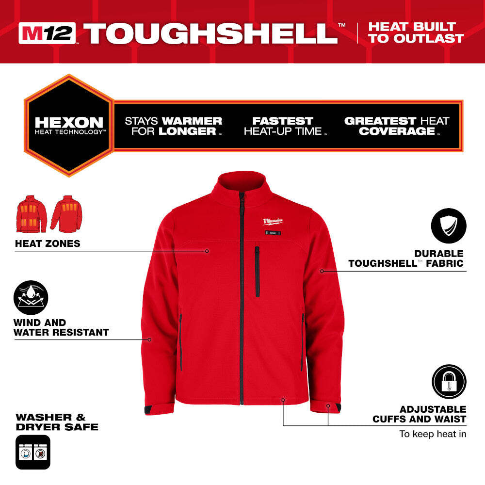 Milwaukee M100R-21L M12 12V Durable Li-Ion Heated TOUGHSHELL Jacket