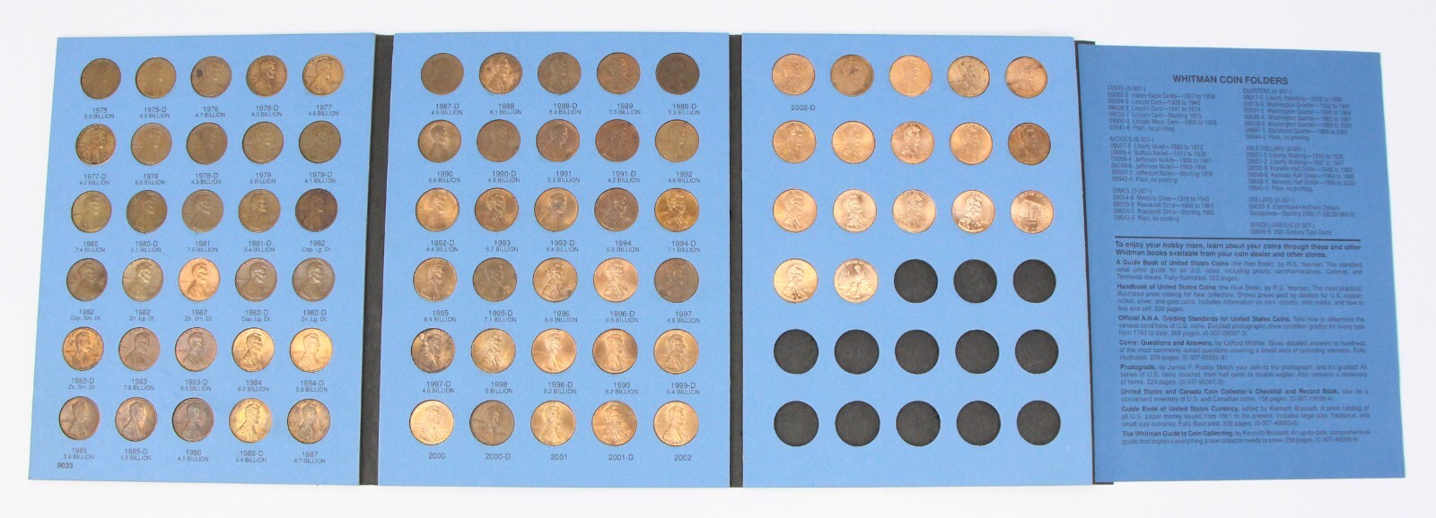 Lincoln Cent Penny Set 1975 - 2009 Collection 77 Coins Whitman Folder 9033 #3