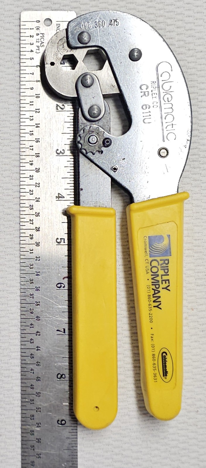 Vintage Ripley Co Cablematic CR 611U Hex Crimp Tool LN Lineman Bell System MINT