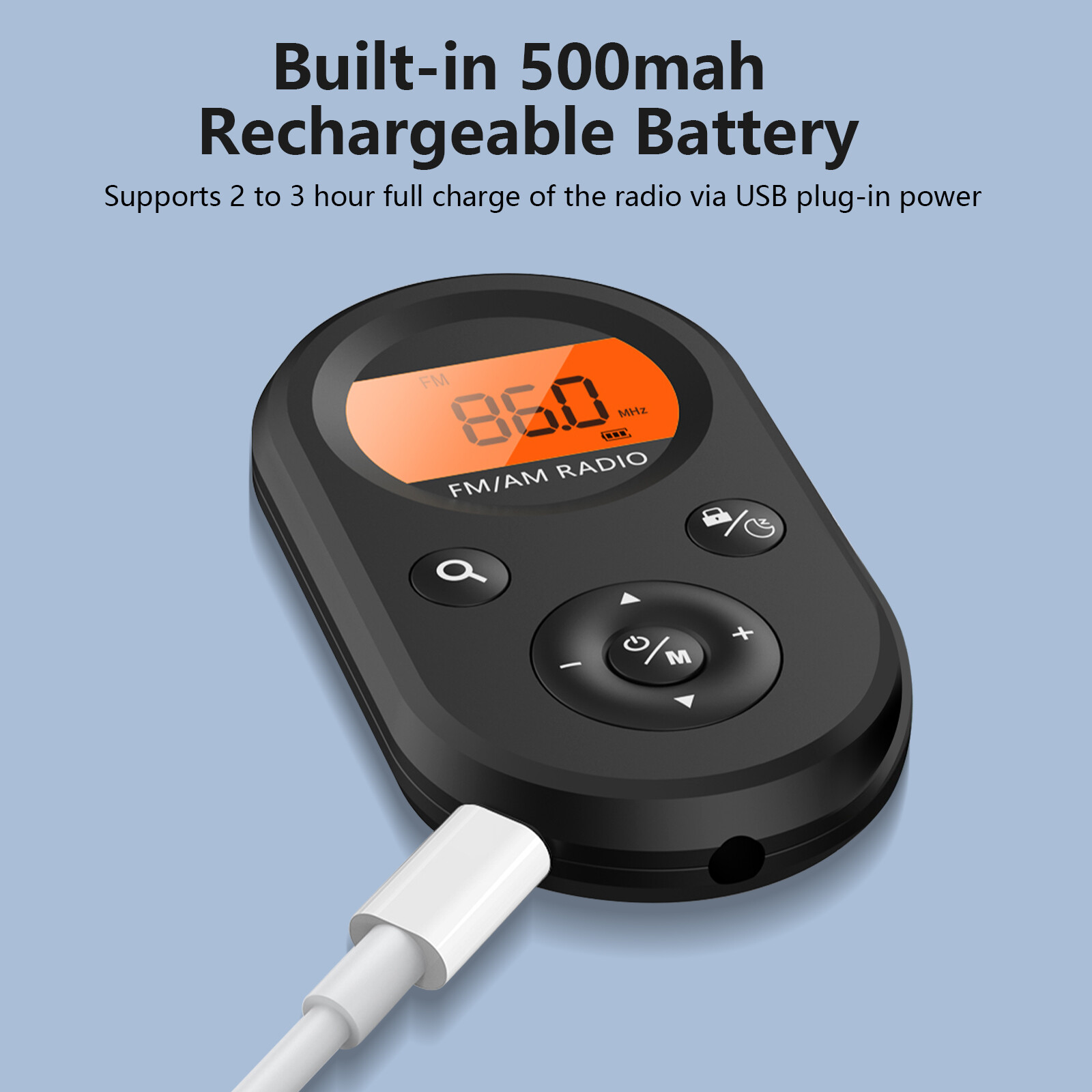 Rechargeable Portable Pocket Digital AM FM Radio LCD Stereo Music News Receiver