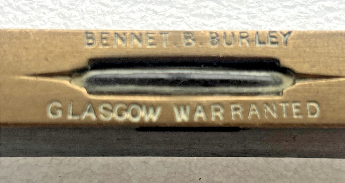 Miniature Spirit Level 4" - Brass & Hardwood - By Bennet B. Burley, Glasgow