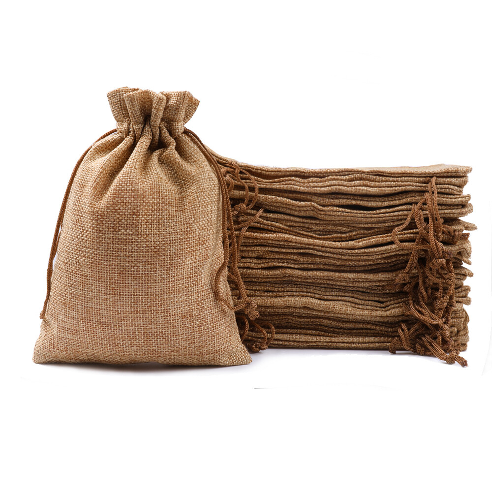 Wholsale! Burlap Gift Bags Drawstring Wedding Favors Hessian Jute Jewelry Pouch