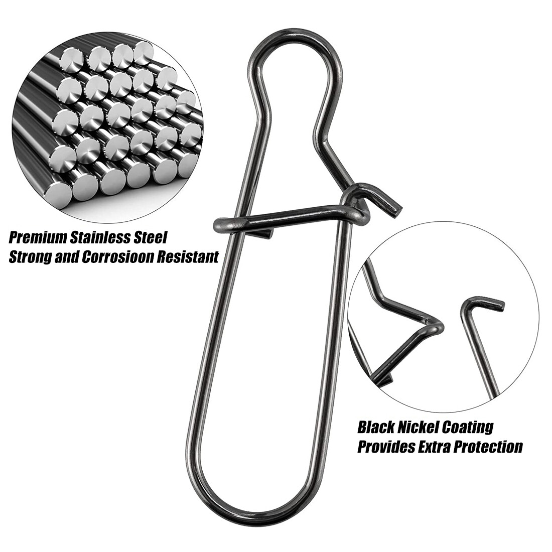 50~200Pack Fishing Snaps Duo Lock Snap Stainless Steel 8LB-220LB Quick Lure Snap