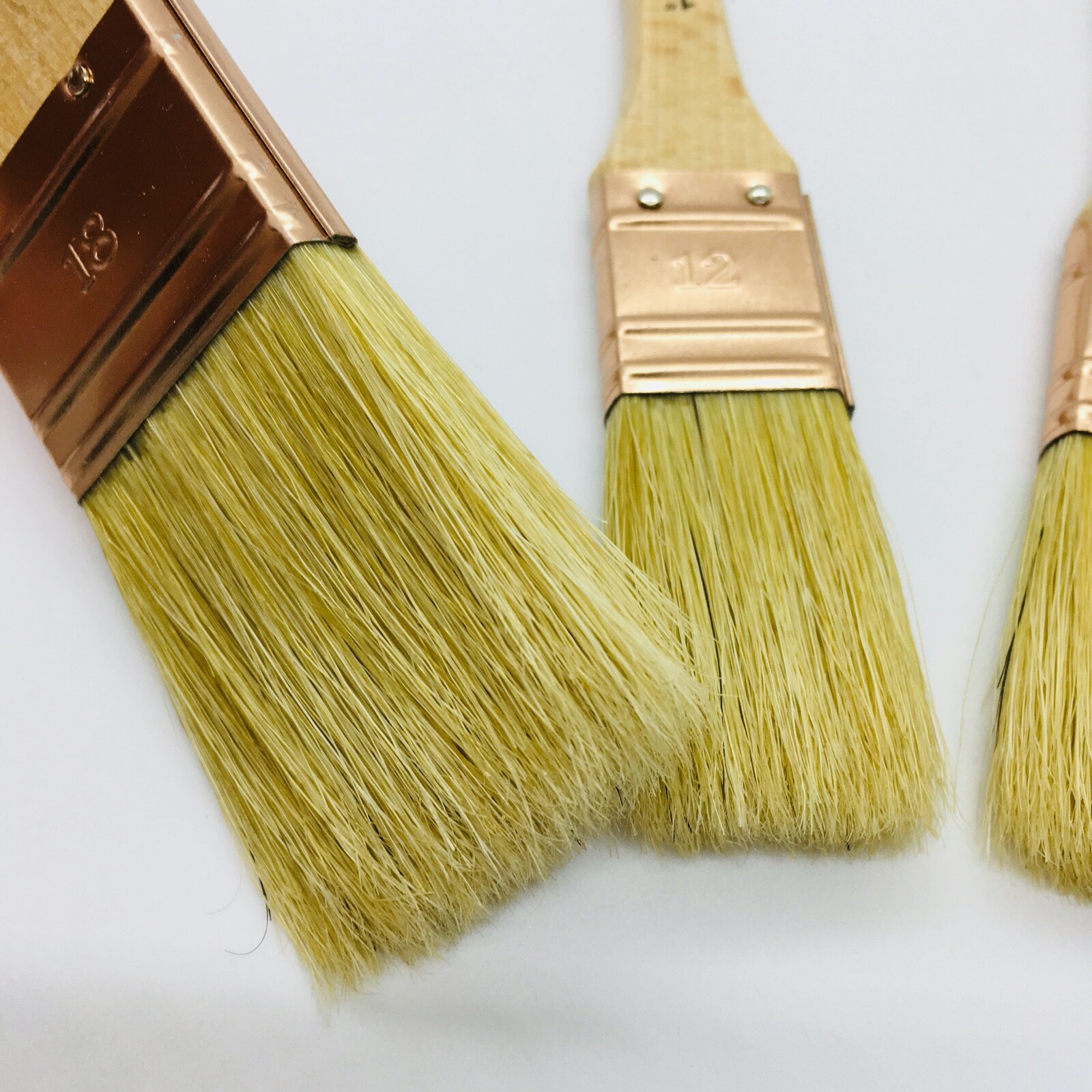 XDT#2815 Hake Paint Brush Painting Brushes 3Pc Hog Bristle 0.75in+1in+1.5in