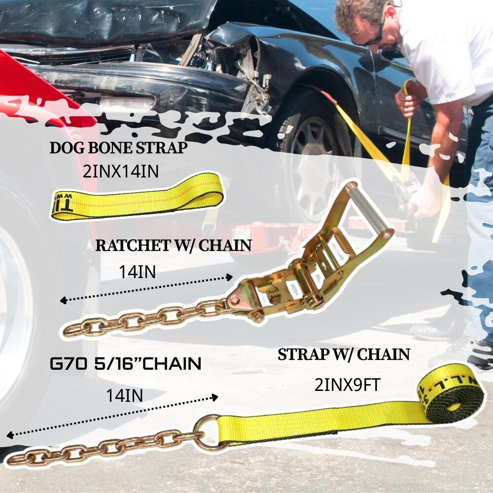 8 Point Roll Back Tie Down System Ratchet Tow Truck Straps