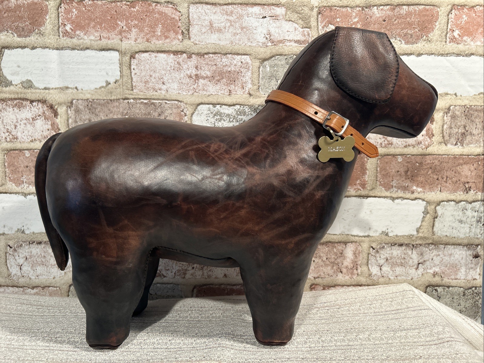Vintage DIMITRI OMERSA Leather Dog Abercrombie Fitch Footstool Ottoman