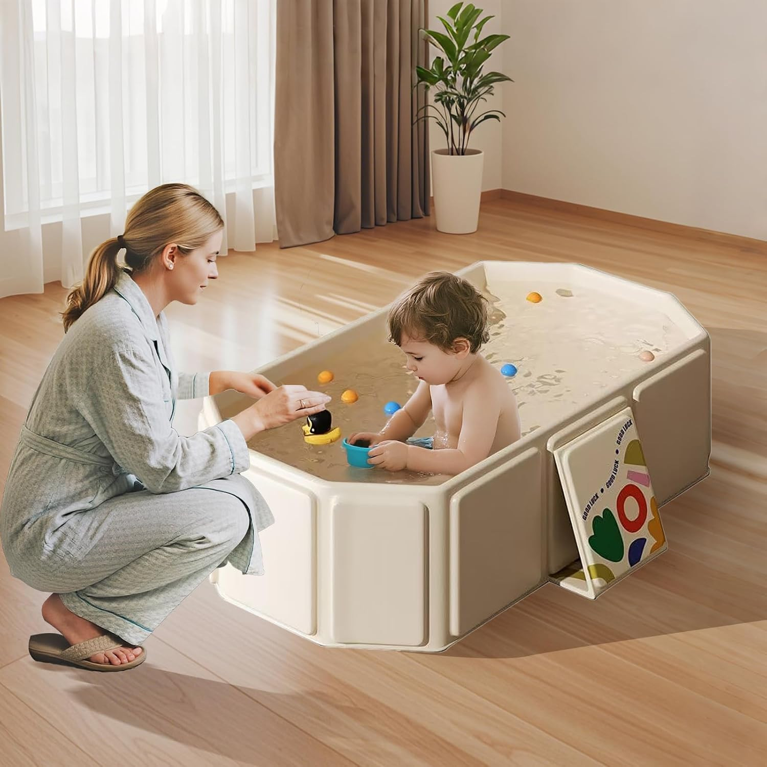 Toddler Bath Tub for Shower, Portable Baby Bathtub, Foldable Kids Bathtub – Port