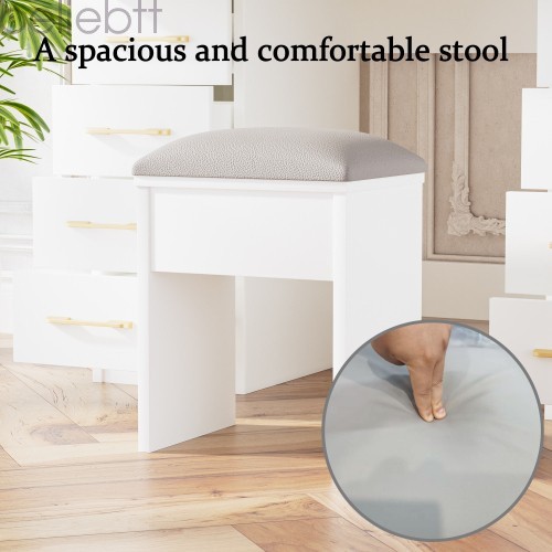 46"Glass Top Vanity Desk 10 Drawers Makeup Vanity Power Outlet, Silent Slides