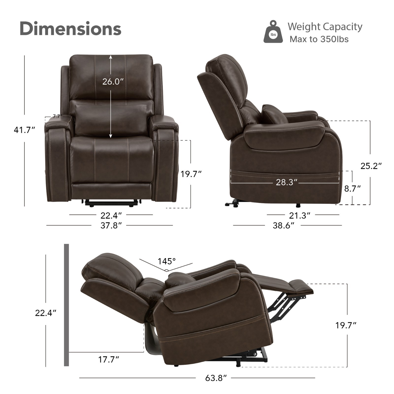 CHITA Power Lift Genuine Leather Recliner Chair for Elderly w/ Heat & Massage