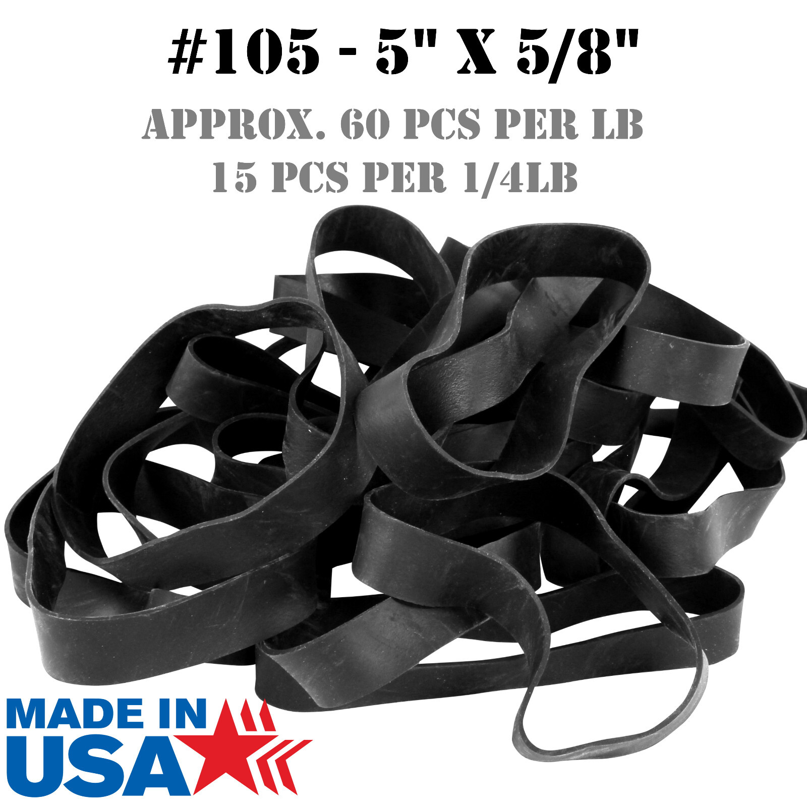 Platinum Rubber Bands #105 Size Black (Extra Wide 5/8 Inch, Large) UV Rated 1LB