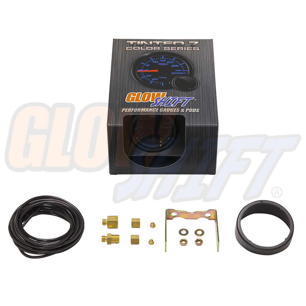 New! GlowShift 52mm Smoked 7 Color Turbo 35 PSI Boost Gauge Meter Kit