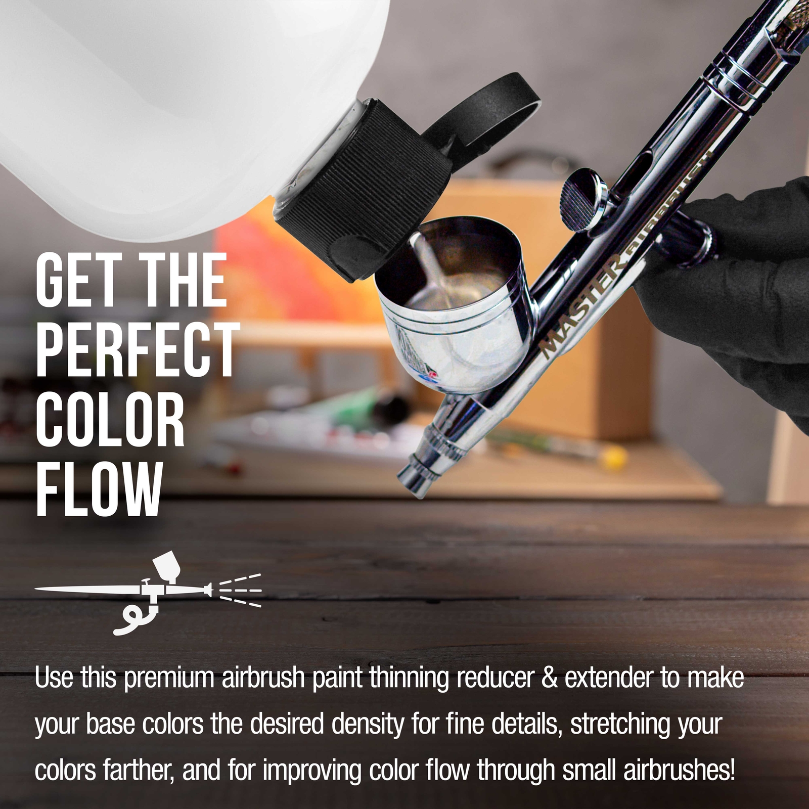 16 oz Airbrush Thinner & Extender Base, Reducing Acrylic Airbrush Paint Colors