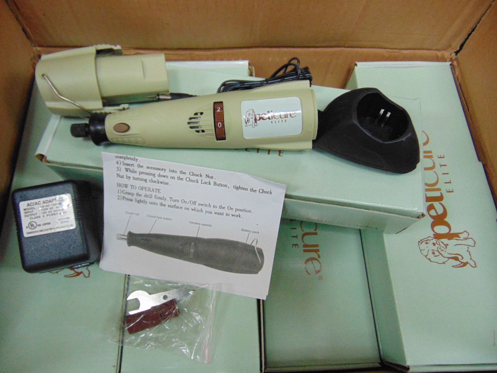 20 NEW Peticure Elite Cordless Rechargable 9.6v Pet Nail File Trimmer Cat Dog