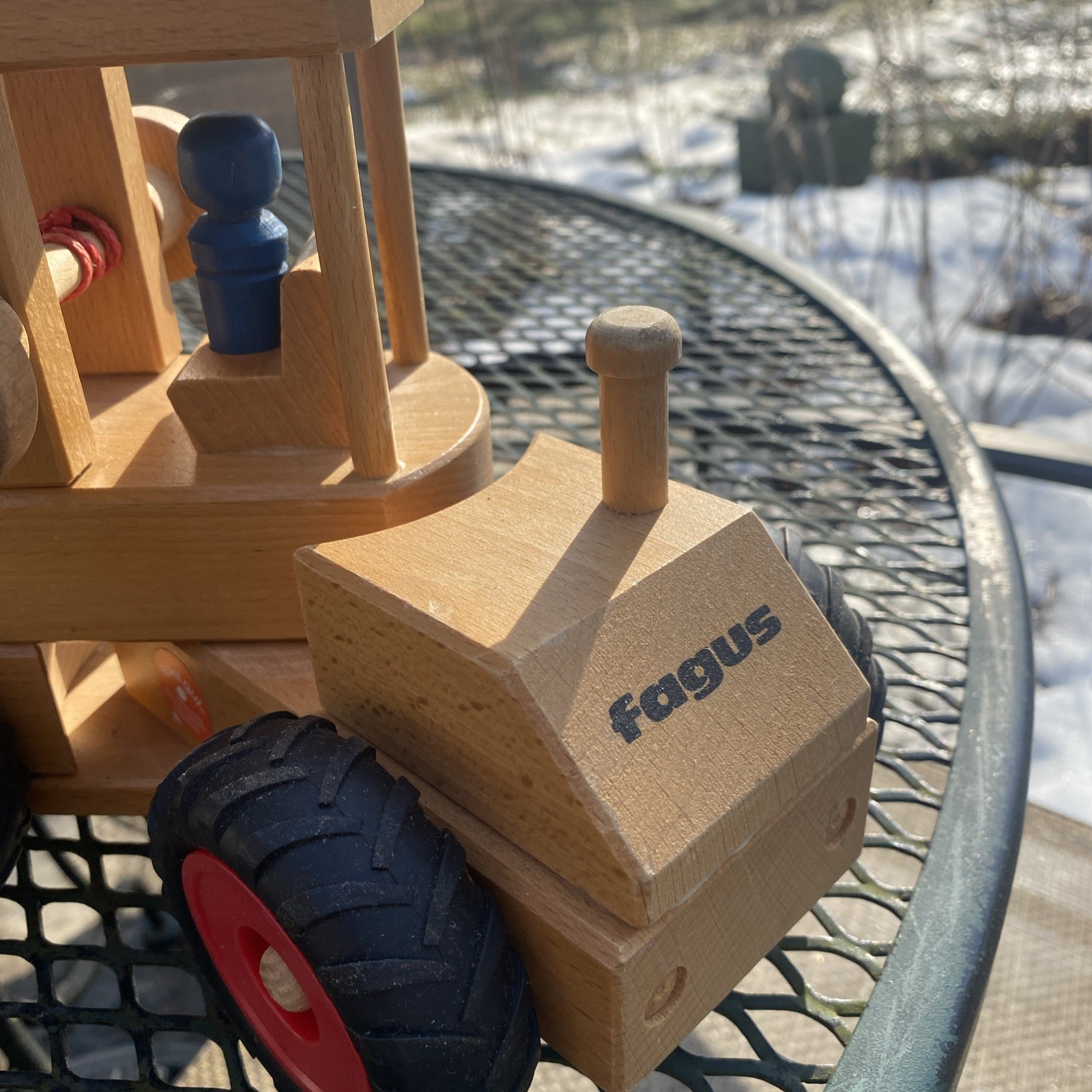 Vintage Fagus Early Production Front Loader w/Cab & Lifting Fork And Blue Guy