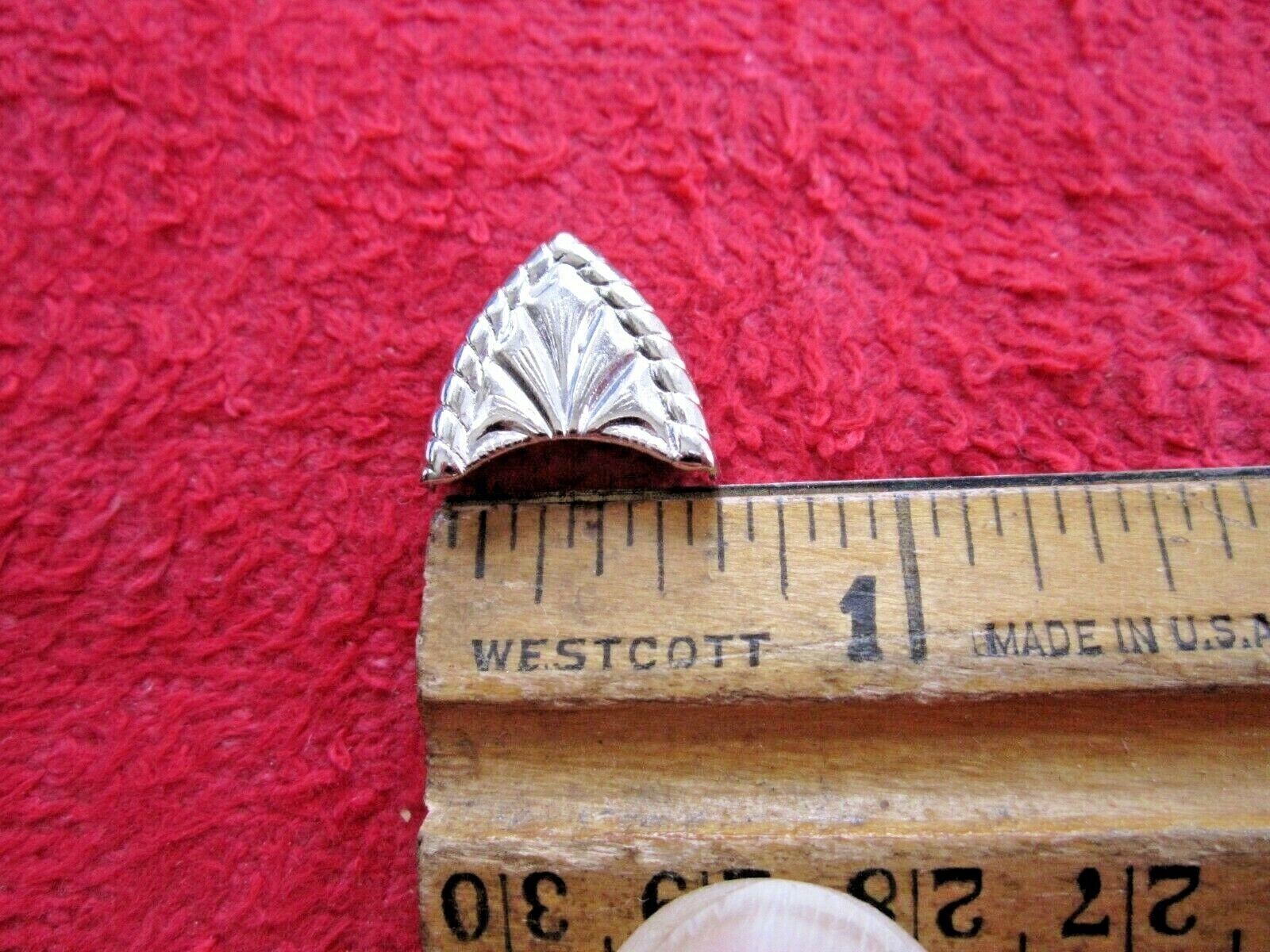 9 VINTAGE 5/8" EMBOSSED NICKEL LEATHER / CLOTH BELT / PET COLLAR TIPS, NOS, USA