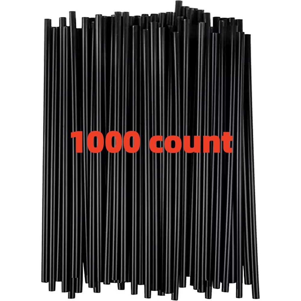 1000 Pack Black Plastic Stirrers Straws For Cocktail and Coffee Sip Sticks 5 in