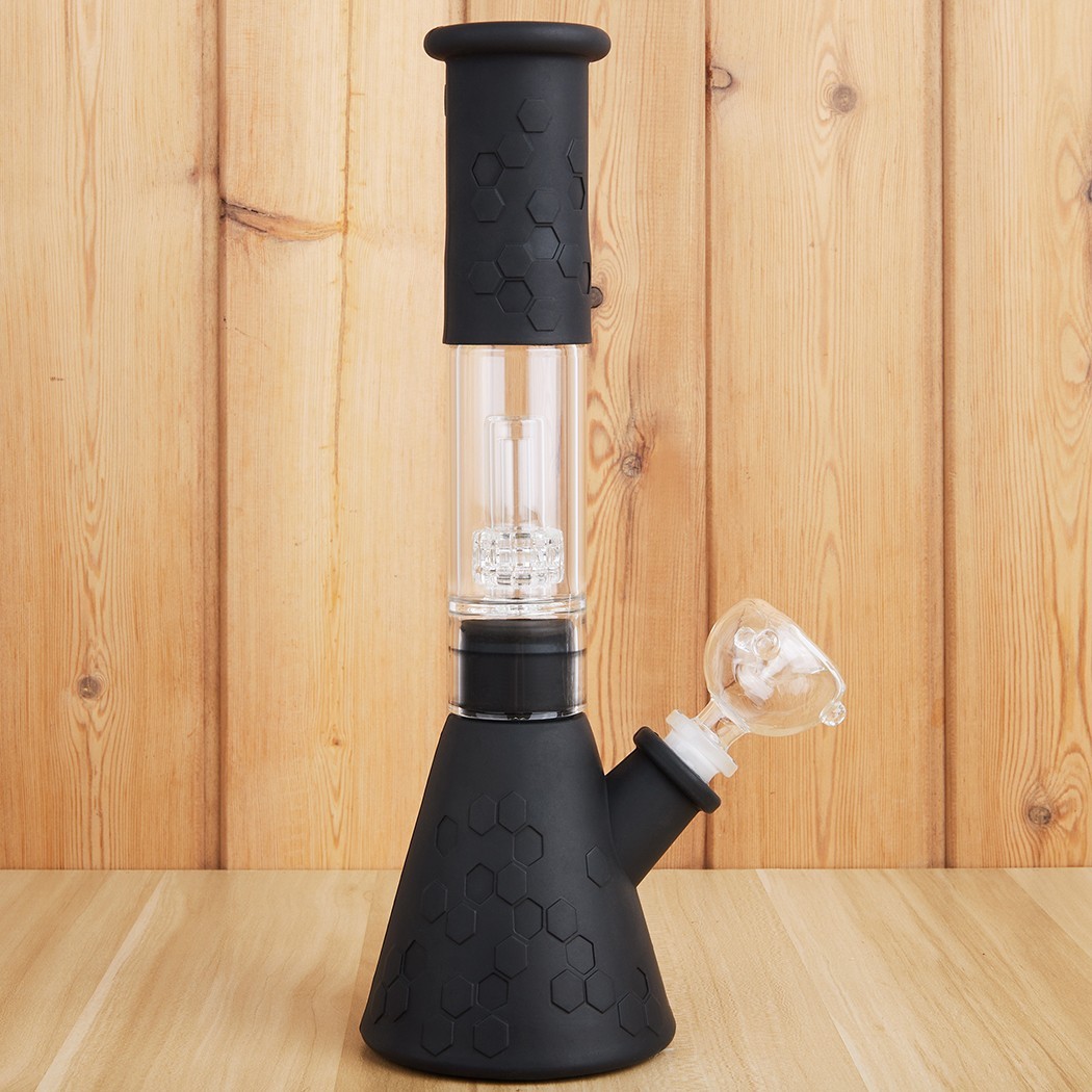 11" Heavy Duty Glass Bong Silicone Water Pipe Smoking Tobacco Beaker 14MM Bowl