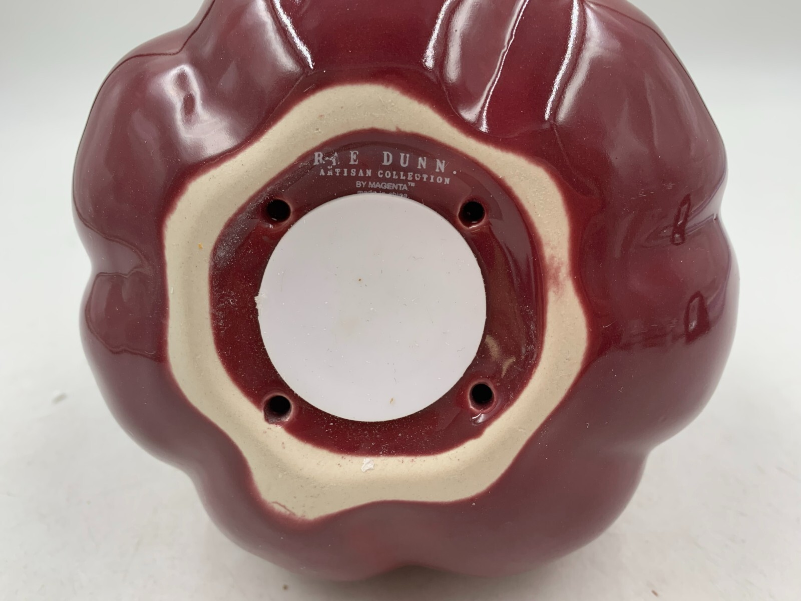 Rae Dunn Ceramic 8in Burgandy Thankful Fall Gourd Birdhouse AA01B22023