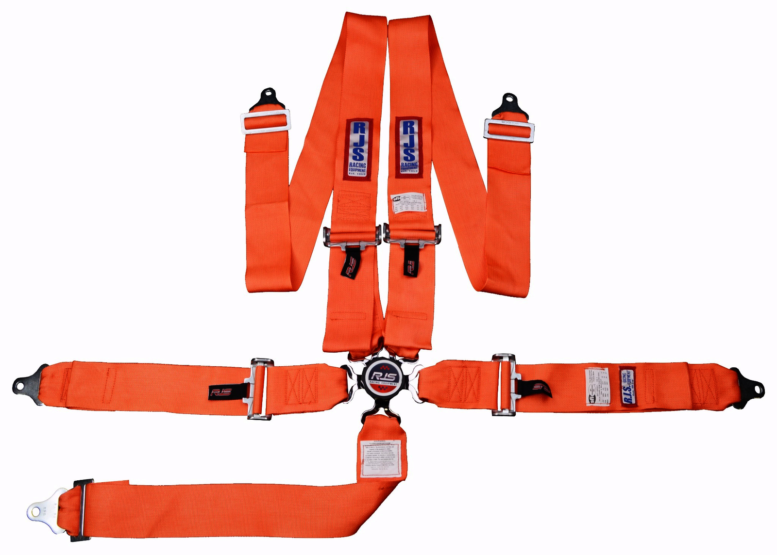RJS RACING SFI 16.1 CAM LOCK 5POINT SEAT BELT HARNESS FLOOR MOUNT ORANGE 1034905