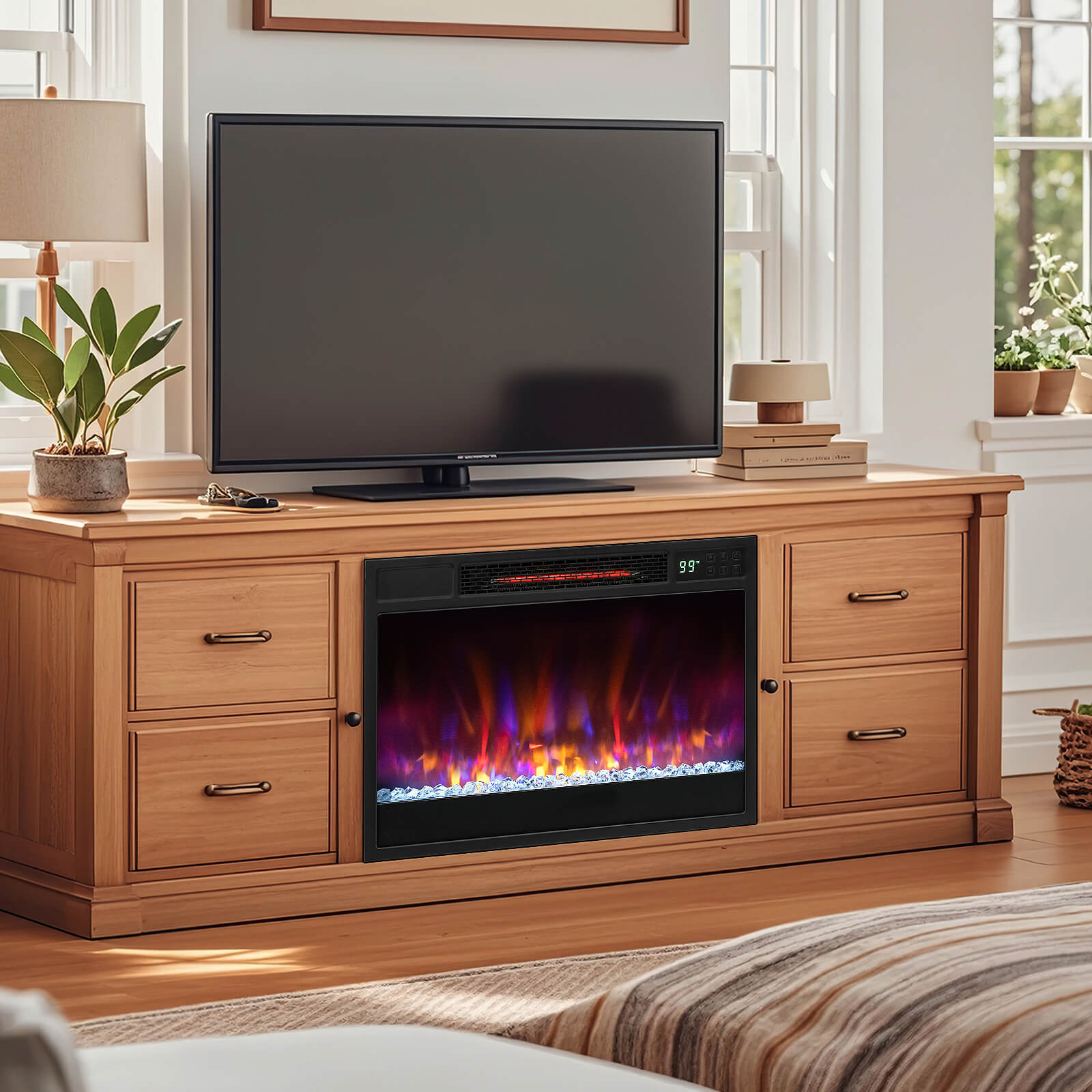 23" Infrared Quartz Electric Fireplace Insert with Remote Control