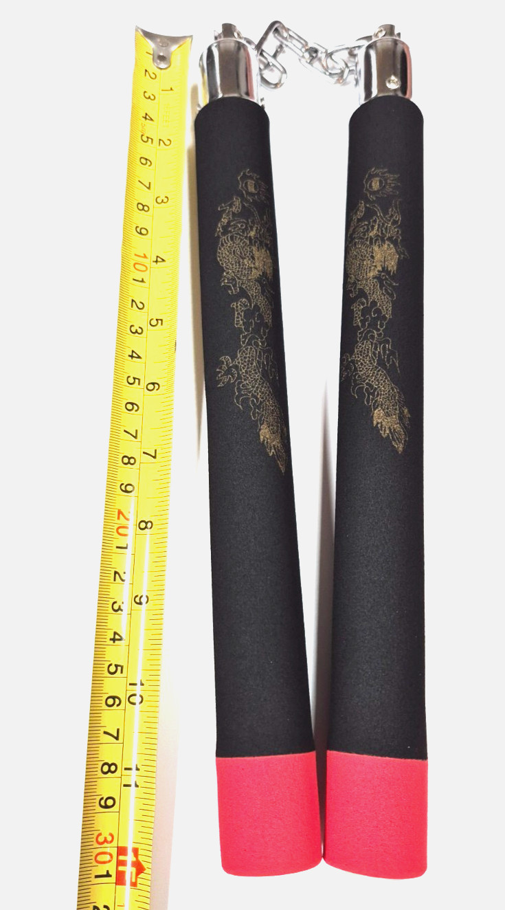 Foam Nunchucks for Martial Art Karate Training - Black with red bottom