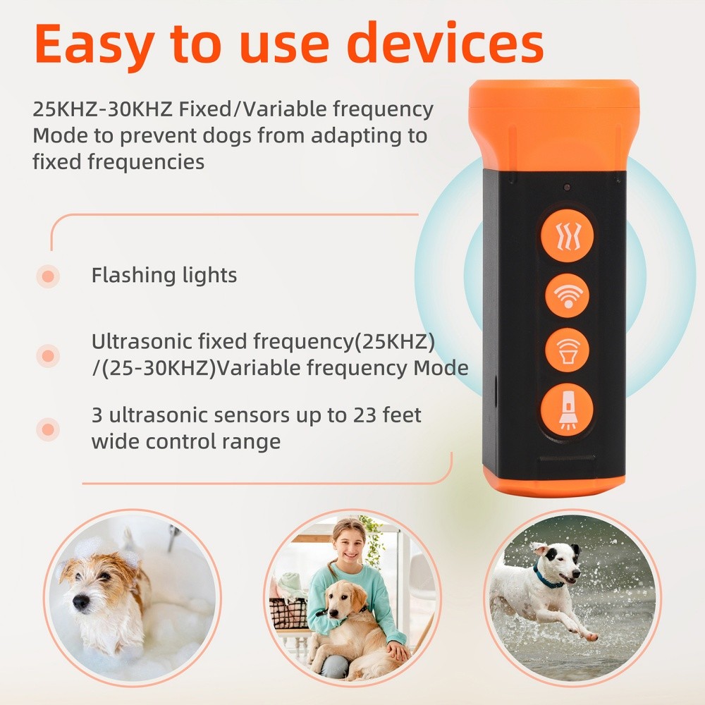 Anti-Dog Bark Deterrent Device Ultrasonic Stop Barking Repeller 4 Head with LED