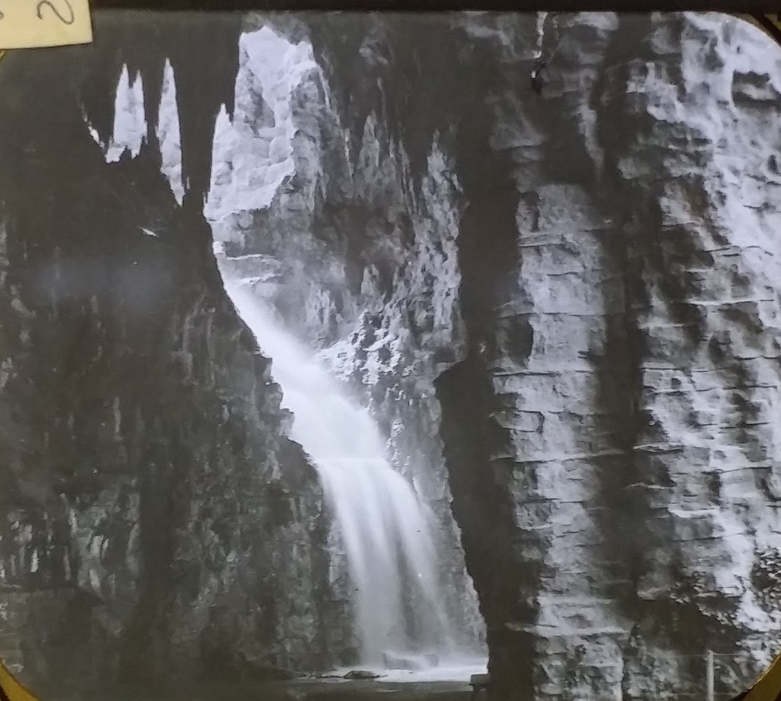 Cascade in Parc des Buttes Chaumont, Paris, France, Magic Lantern Glass Slide
