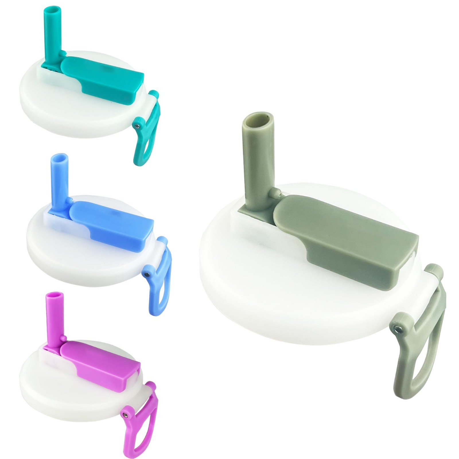 4-Pack Reusable Soda Can Lids with Silicone Straws Beverage,Sealed and leak-proo