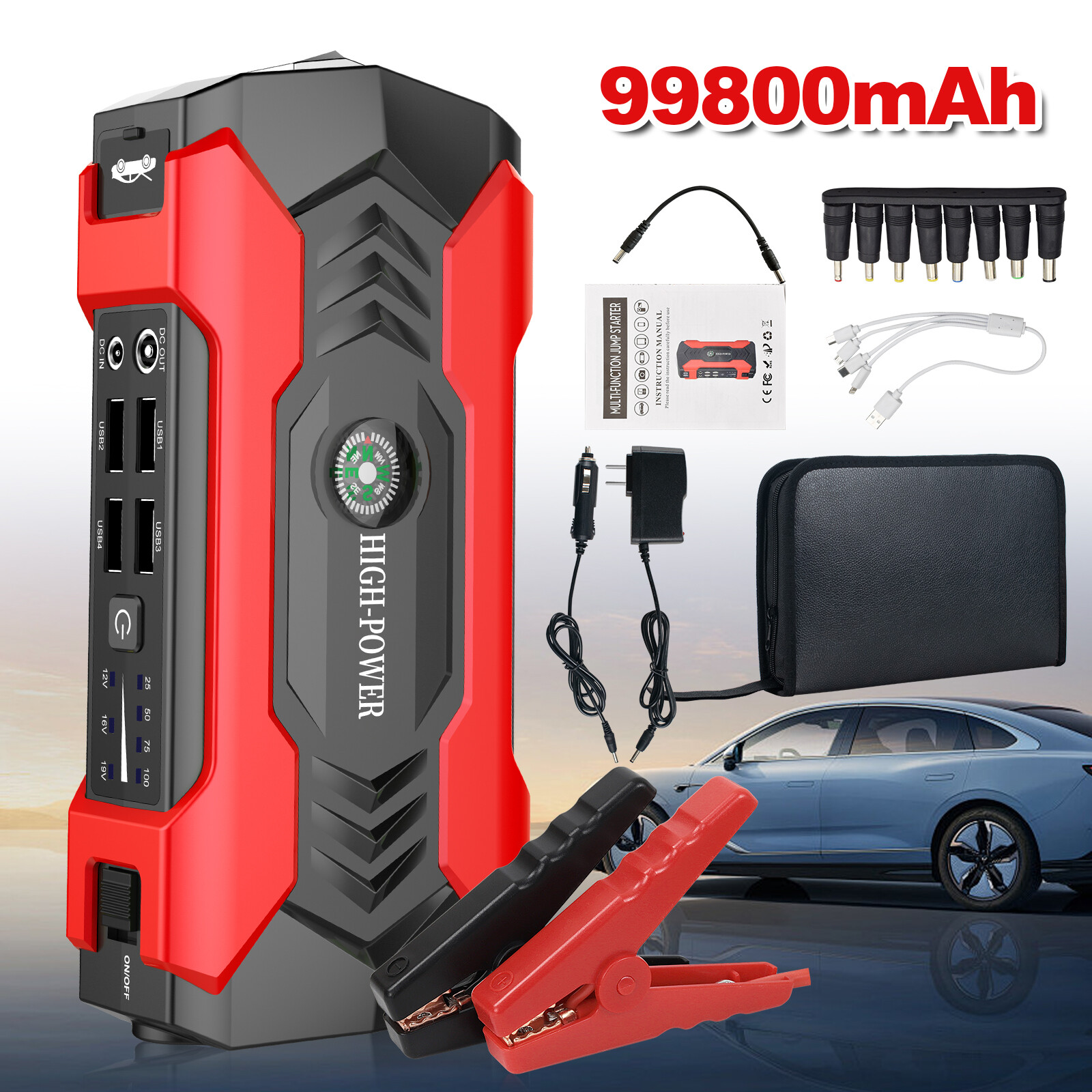 100000mAh Car Jump Starter Booster Jumper Box Power Bank Battery Charger