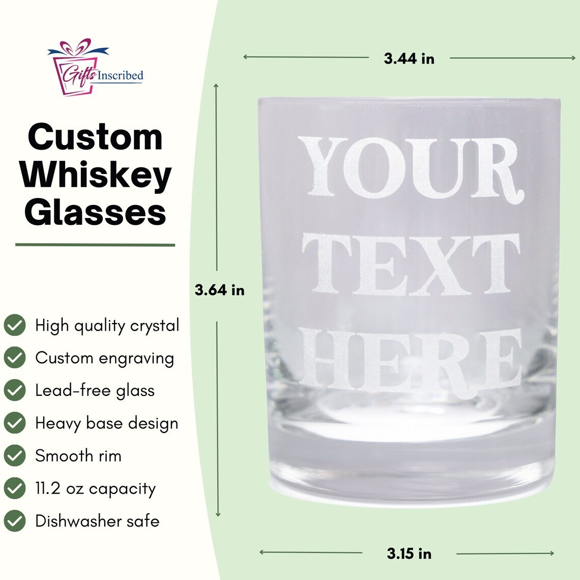 Custom Whiskey Glass - Engraved Old-Fashioned Glasses Custom Text - Whiskey Gift