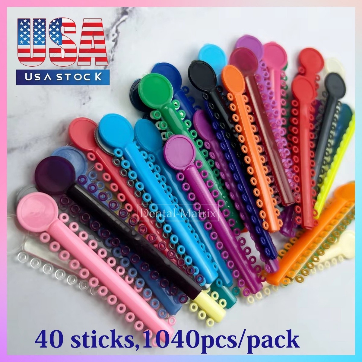 Dental Ortho Ligature Ties Elastic Rubber Bands 1040Pcs For Teeth Bracket Brace