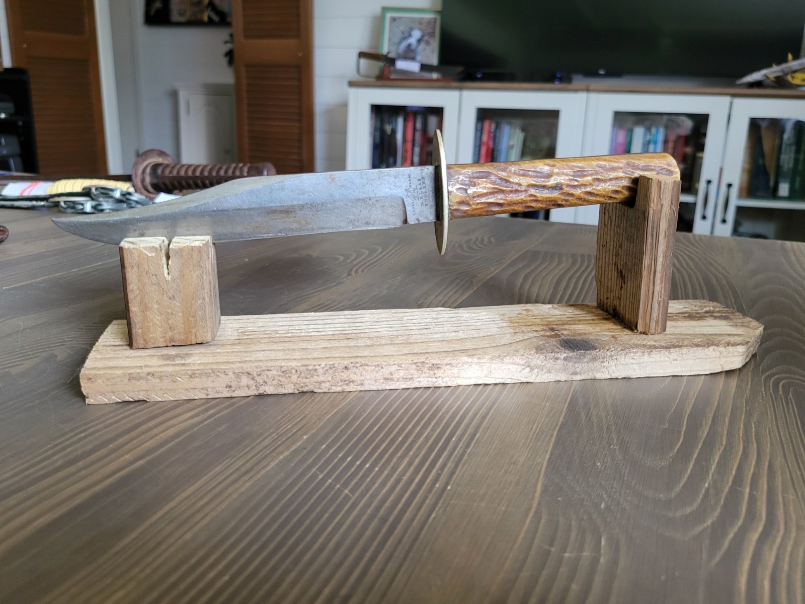 Krane Brand M. Klaas England knife with sheath, used vintage item