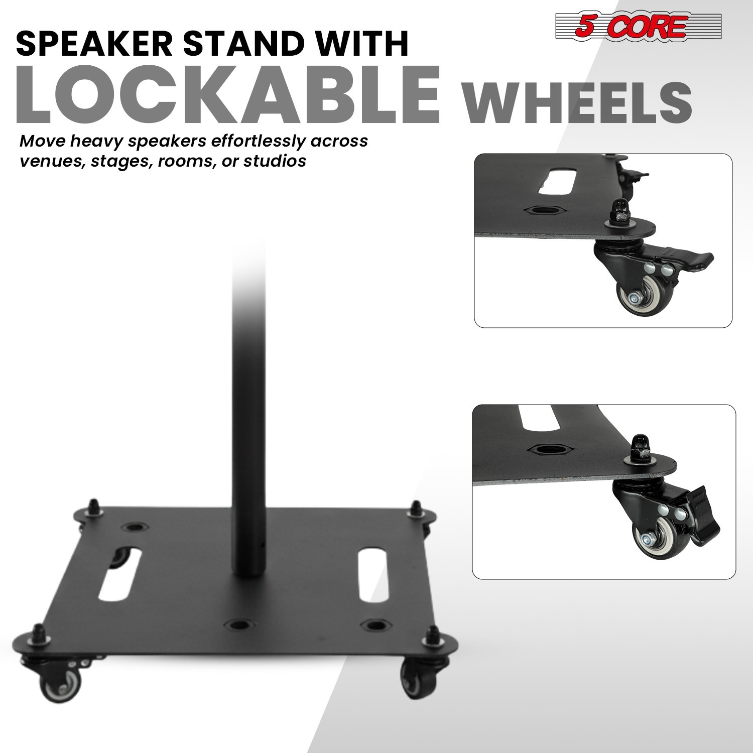5Core Speaker Stand 2Pc Heavy Duty Adjustable Height 61" DJ PA Stands 35mm Mount