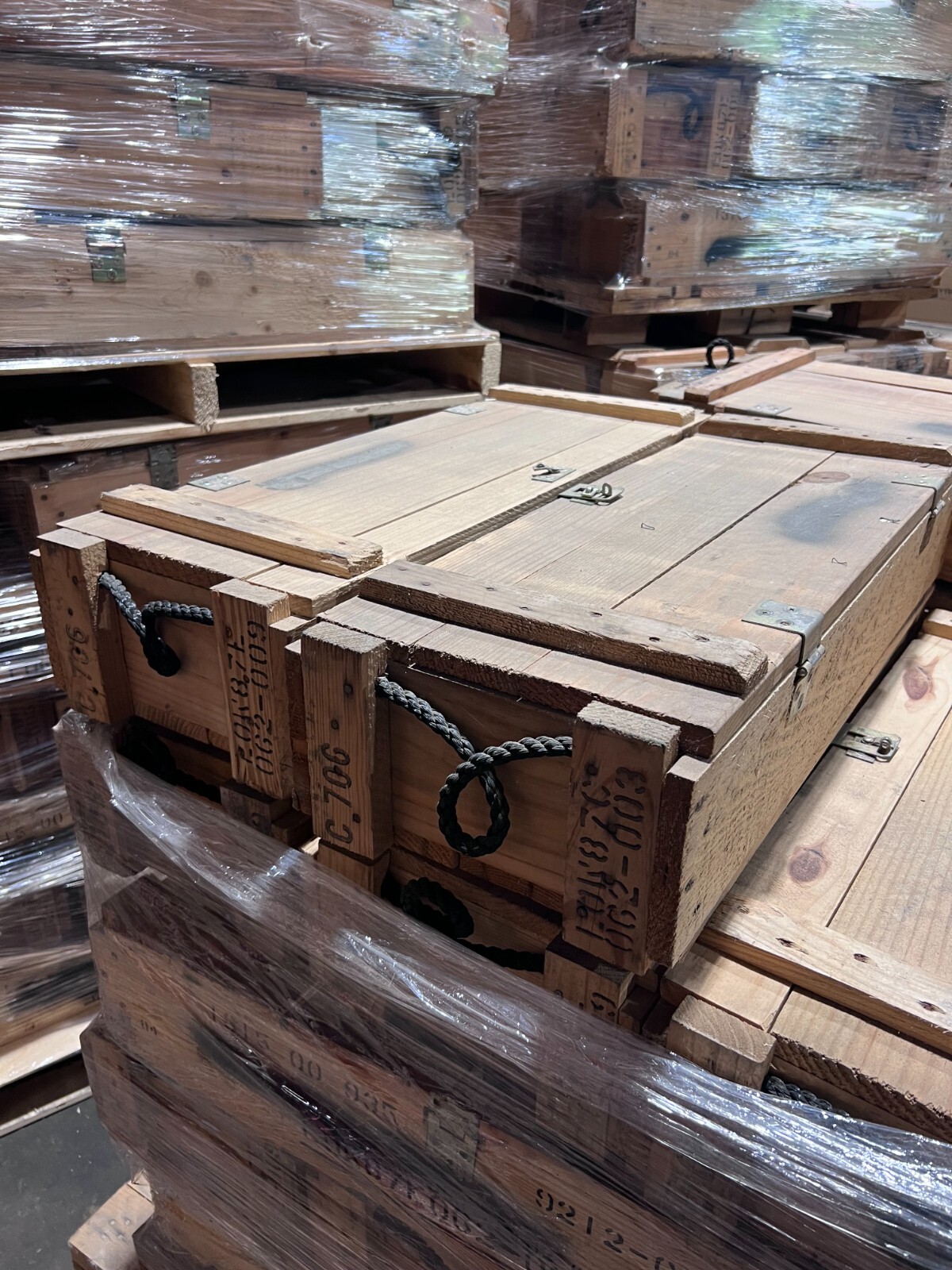 Wooden Surplus Ammo Crate M2 M30 Mortar Explosives Box U.S. Military Munitions