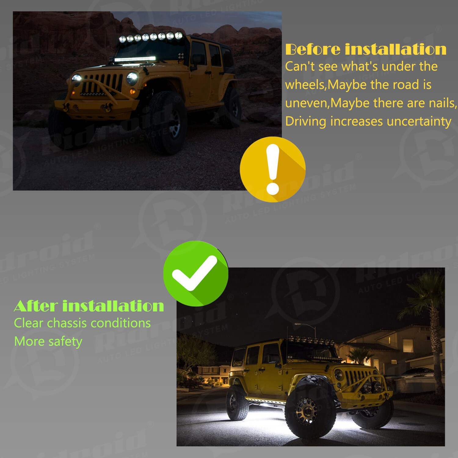 8X White LED Rock Lights Underbody Trail Rig Glow Lamp Offroad SUV Pickup Truck