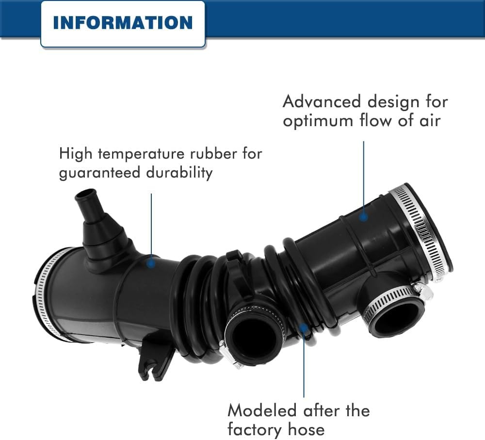 696-723 17881-AB010 AIR INTAKE HOSE+CLAMP for 02-08 CAMRY 03-08 SOLARA 4 CYL 2.4