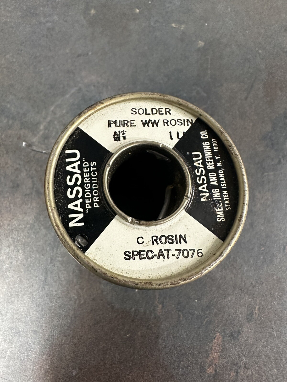 Nassau pure white water rosin solder Pedigreed AT&T Western Electric spec-7076