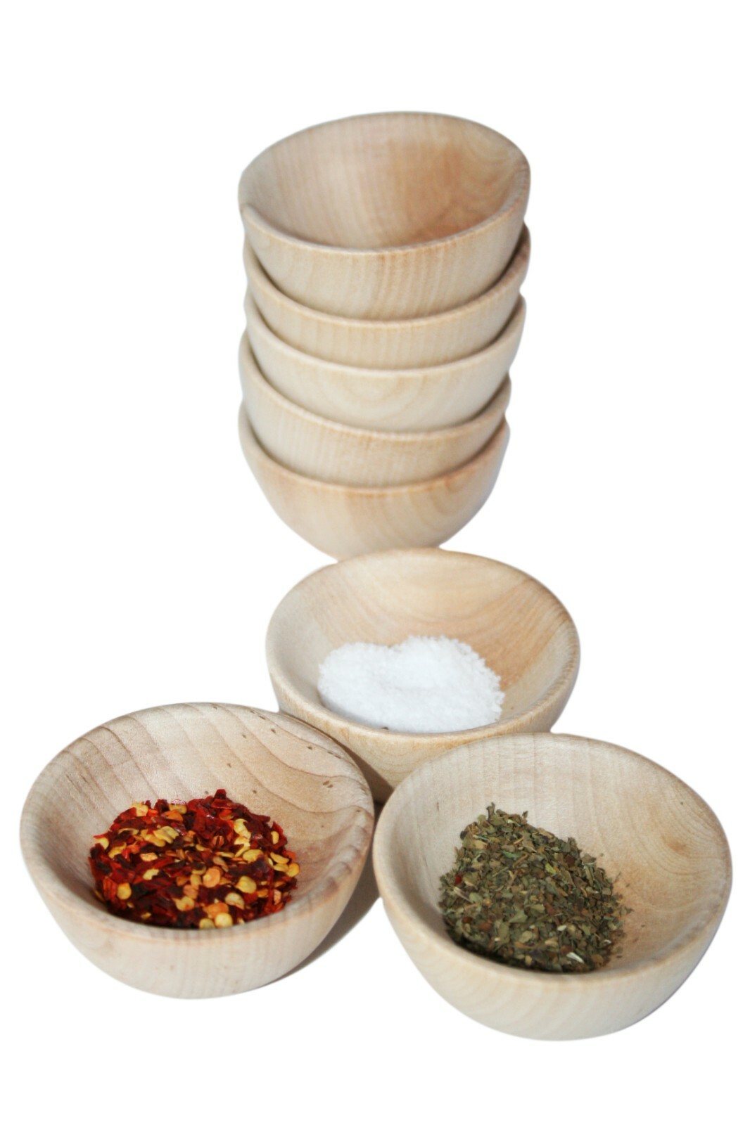 5- 2.5" Natural Wood Bowls Wooden- Kitchen Accessories Toy Kitchen Kids Wooden