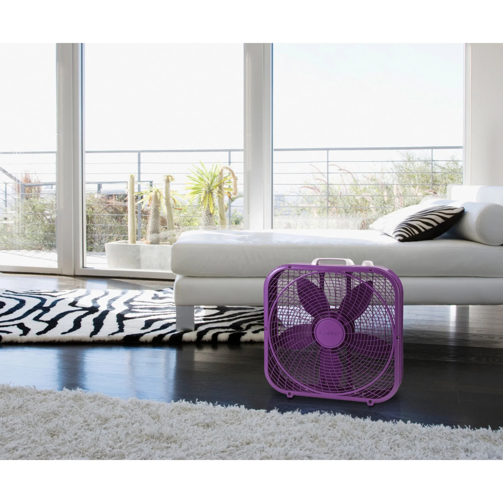Cool Colors 20" 3-Speed Weather Resistant, Energy Efficient Box Fan, B20309, Pur