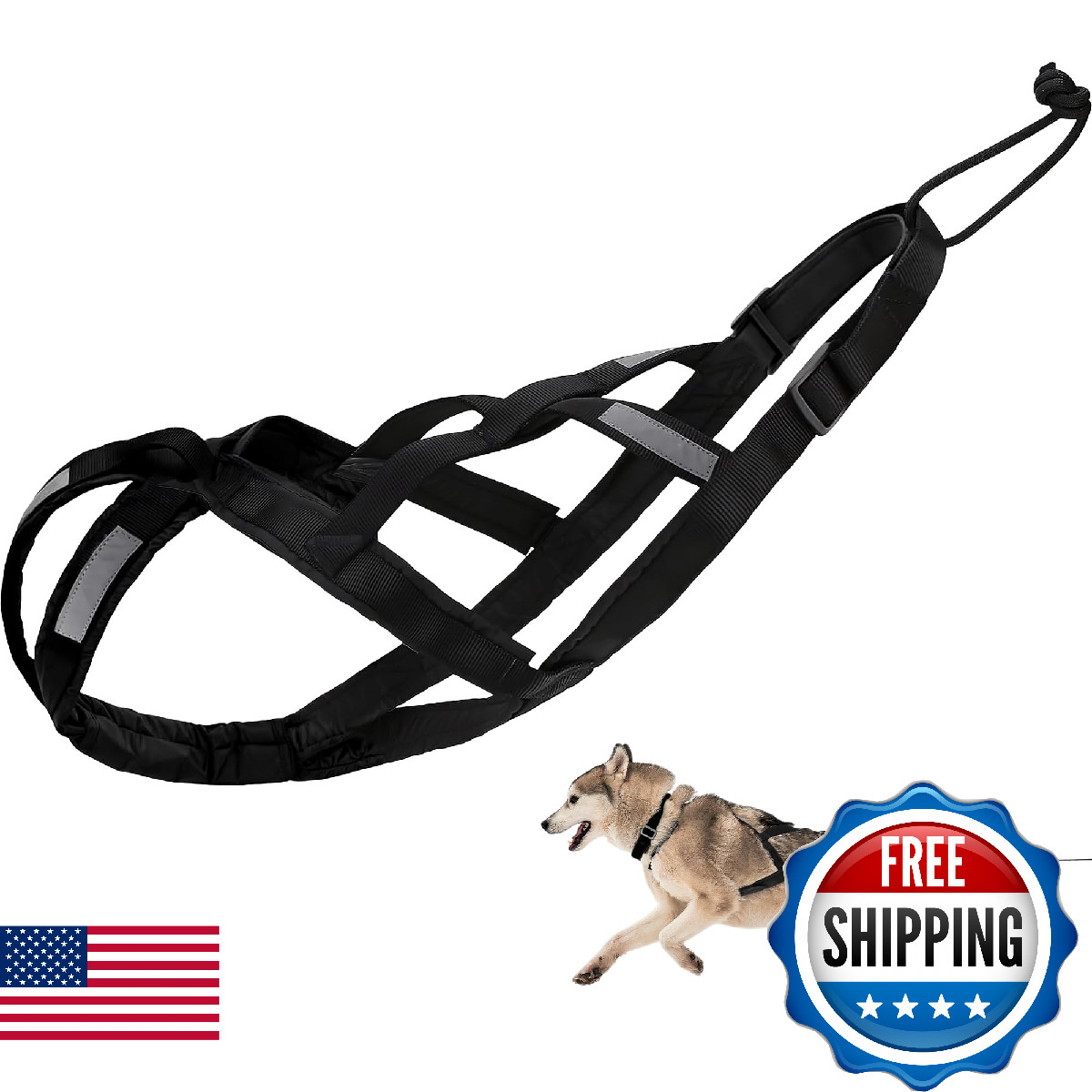 Dog Pulling Harness Reflective X-Back Harness for Sledding Exercise, Canicross S